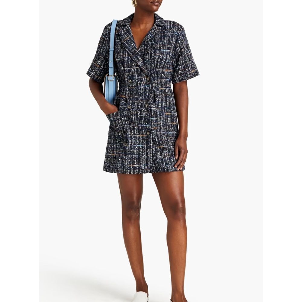 Sandro Paris Alizou double-breasted bouclé-tweed mini dress - Picture 5 of 11